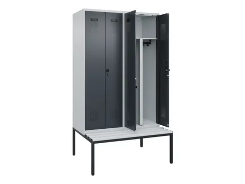 PBM-locker met bank,HxBxD 2120x1200x815mm,4vak,vak B 300mm