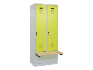locker met bank,HxBxD 1950x800x815mm,2vak,vak B 400mm,draaigrendel - 2