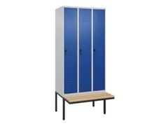 locker met bank,HxBxD 2120x900x815mm,3vak,vak B 300mm,draaigrendel