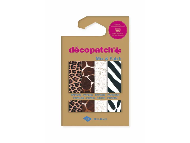 Hobbypapier Décopatch 30x40cm set à 4 vel thema dierenhuid