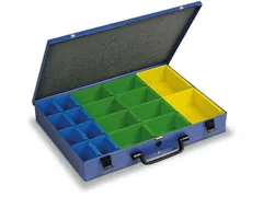Assortimentskoffer Plaatstaal 18 Boxen Polystyrol 66x472x340mm Ral5007