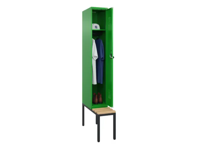 locker met bank,HxBxD 2120x300x815mm,1vak,vak B 300mm,draaigrendel
