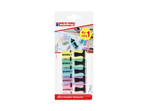 Markeerstift edding 7 mini 1-3mm pastel assorti blister à 4+1 gratis