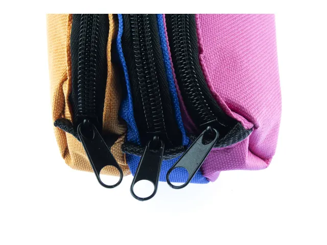 Etui Kangaro 3 vaks oranje/blauw/fuchsia ca 25x9x11cm