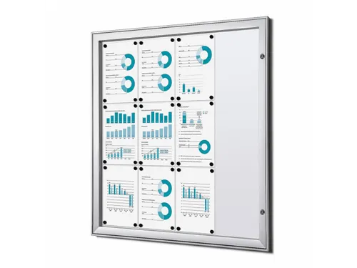 Vergrendelbaar Muurvitrine Indoor/Outdoor Brandwerend 12xA4 Zilver
