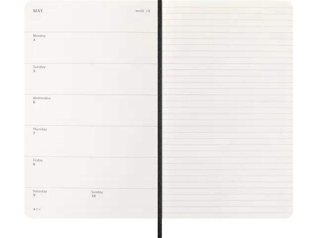 Agenda 2026 Moleskine Weekly Planner 7dag/1pagina Large Zwart