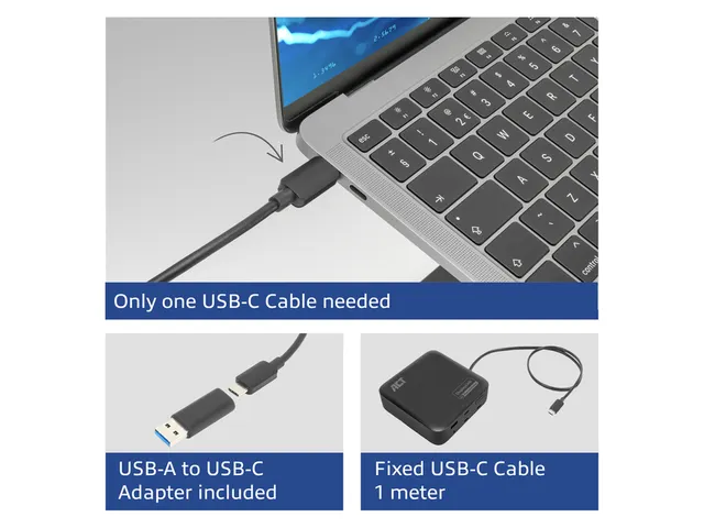 Dockingstation ACT USB-C Dual Monitor met Power Delivery
