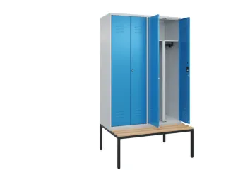 PBM-locker met bank,HxBxD 2120x1200x815mm,4vak,vak B 300mm,cil.-slot - 2