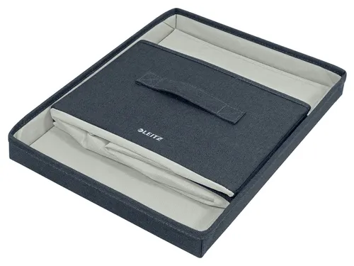 Leitz Stoffen opbergdoos met deksel Grijs 38x28,5x20cm 2 stuks