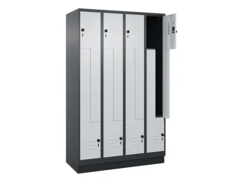 Z-garderobekast,HxBxD 1950x1200x500mm,vak B 150/300mm,draaigrendel