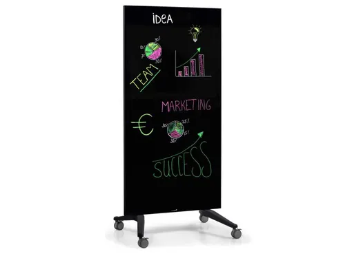 Mobiel Glasbord Zwart Magnetisch 90x175Cm