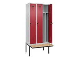 locker met bank,voor scheiding van kleding,HxBxD 2120x900x815mm,3vak