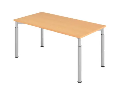 bureau,HxBxD 680-820x1600x800mm,blad beuken,4voeten zilverkleurig