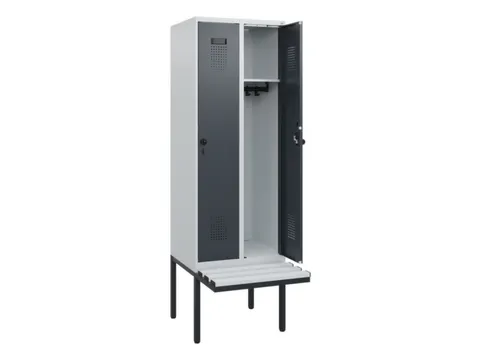 locker met bank,HxBxD 1950x600x815mm,2vak,vak B 300mm,draaigrendel