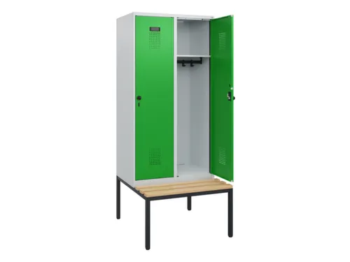 locker met bank,HxBxD 1950x800x815mm,2vak,vak B 400mm,draaigrendel