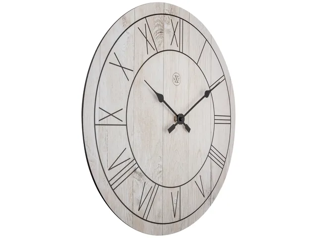 Wandklok nXt Paul dia 40cm hout wit Romeinse cijfers