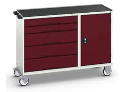 montagetafel 965x1300x550mm staalblad 5 laden kast front RAL3004