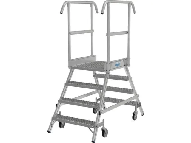escalier mobile,roulant,estrade H 1m,2x4marches a. revêtement R13,alu