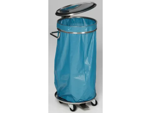 Mobiele Afvalverzamelaar 900x410x600mm Rvs Voetpedaal 120 Liter
