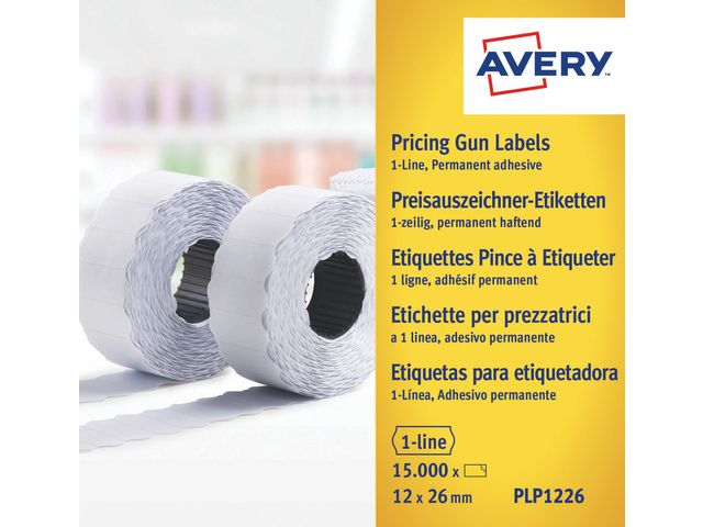 prijstangetiketten Avery permanent 12x26mm wit 10 rol in doos | LabelprinterOnline.nl