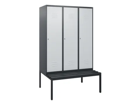 locker met bank,HxBxD 1950x1200x815mm,3vak,vak B 400mm,cil.-slot