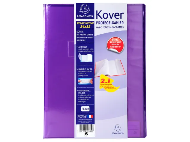 Protège-cahier translucide Kover - 24x32cm - Couleurs assorties