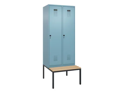 locker met bank,HxBxD 2120x800x815mm,2vak,vak B 400mm,draaigrendel