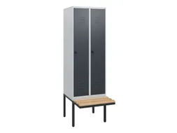 locker met bank,HxBxD 1950x600x815mm,2vak,vak B 300mm,draaigrendel