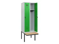 locker met bank,HxBxD 1950x600x815mm,2vak,vak B 300mm,draaigrendel