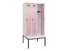 locker met bank,HxBxD 2120x900x815mm,3vak,vak B 300mm,draaigrendel