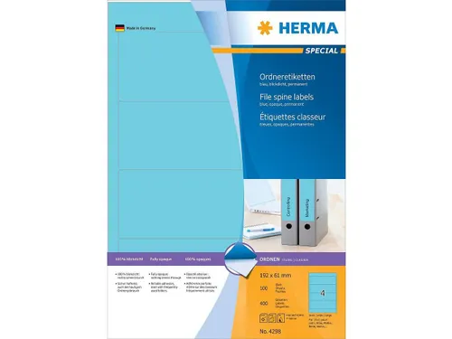 Herma 4298 Rugetiket 192x61mm Blauw permanent klevend 400 stuks