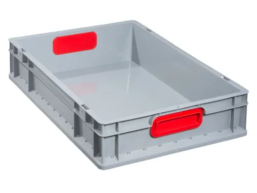 Euronorm-Stapelbak 600x400mm 120mm H Pp Wand/Bodem Gesloten Grijs/Rood