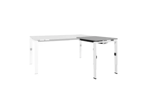 Bureau Linesto N4 aanbouwtafel 80x60cm lichtgrijs 25mm wit