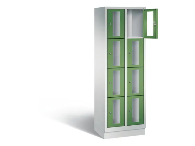 Lockerkast 1800x610x500mm 2x4 vakken Cilinderslot, Sokkel, RAL6011