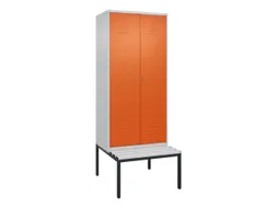 PBM-locker met bank,HxBxD 2120x800x815mm,2vak,vak B 400mm,cil.-slot