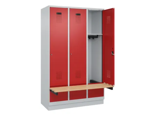 locker met bank,HxBxD 1950x1200x815mm,3vak,vak B 400mm,cilinderslot