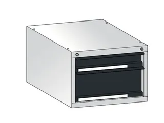 laden-onderbouw,v. werkbank,H 350mm,romp staal RAL7035,front RAL7016 - 2