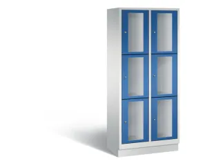 Lockerkast 1800x810x500mm 2x3 vakken Cilinderslot, Sokkel, RAL5010 - 2