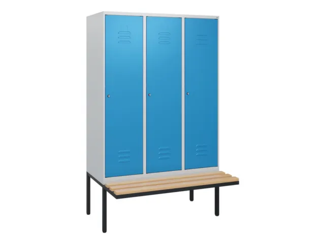 locker met bank,HxBxD 1950x1200x815mm,3vak,vak B 400mm,cil.-slot