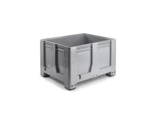 Palletbox,HxLxB 760x1200x1000mm,610l,HDPE,grijs,wanden gesloten - 1