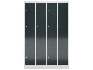 Lockerkast 1800x1185x500mm 4x4 vakken cilinderslot, sokkel, RAL7016 - 2