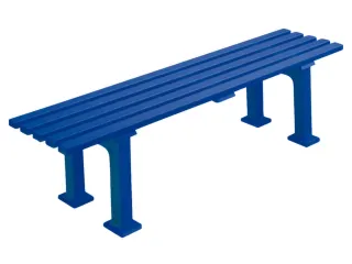 Kunststofbank 415x1500x370mm Zit H 415mm 5 Latten 2 Pootstellen Blauw - 1