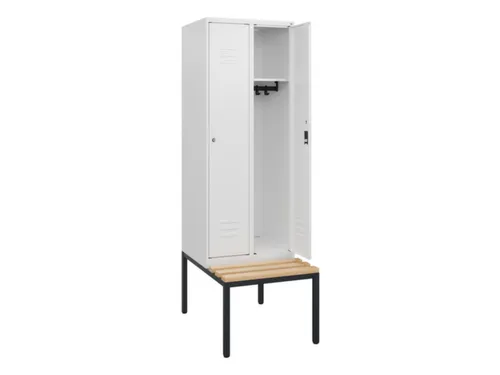 locker met bank,HxBxD 1950x600x815mm,2vak,vak B 300mm,cil.-slot