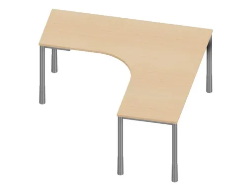 In hoogte verstelbaar bureau in vrije vorm,NE-esdoorn
