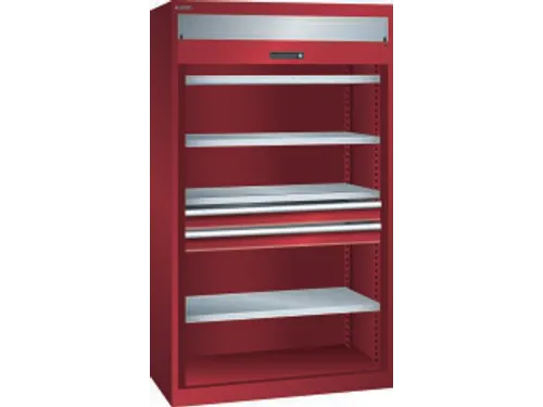 zwaarlast-roldeurkast,HxBxD 1950x1100x641mm,4xStalen bodem,lak RAL3003