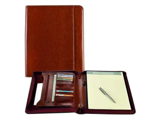 Schrijfmap Brepols Palermo luxe A4 met rits incl schrijfblok bruin - 1