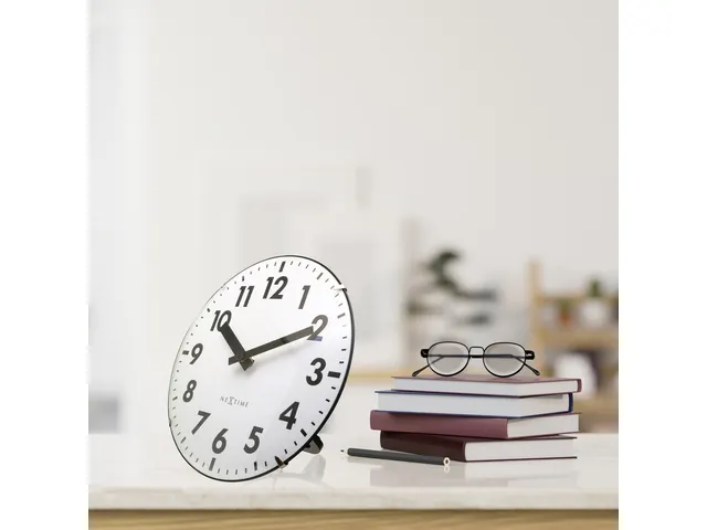 Tafelklok Nextime Duomo Mini 20 cm wit gebolde glazen lens