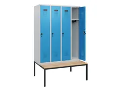 locker met bank,HxBxD 1950x1200x815mm,4vak,vak B 300mm,draaigrendel