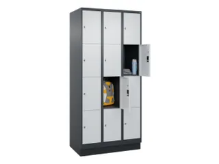lockerkast,HxBxD 1950x900x500mm,3x4vakken,vak B 300mm,cil.-slot,sokkel - 1