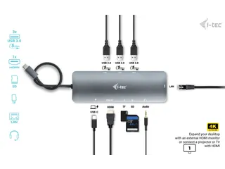 i-tec USB-C Metal Nano Docking Station 4K HDMI LAN - 4